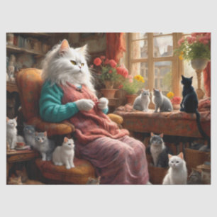 Papel De Seda Mamã Realista Whimsic Cat & Kittens