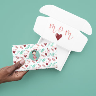 Papel De Seda Mamãe Watercolor Heart Paper