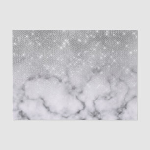 Papel De Seda Mânamo branco de mármore brilhante prateado