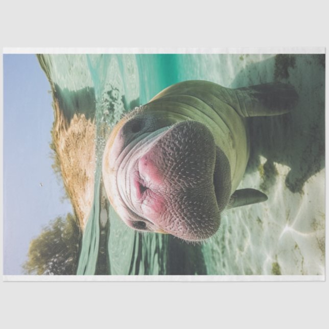 Papel De Seda Manateado ruidoso do oceano Whimsical (Frente )