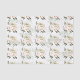 Papel de Seda Manchado Peônias Rosa Bege