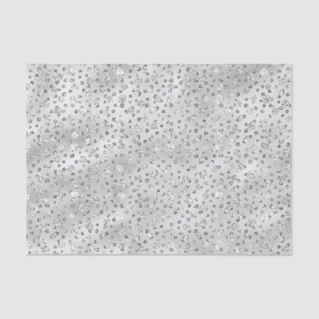 Papel De Seda Manchas de Cinza de prata, Glitter Cheetah (Frente )