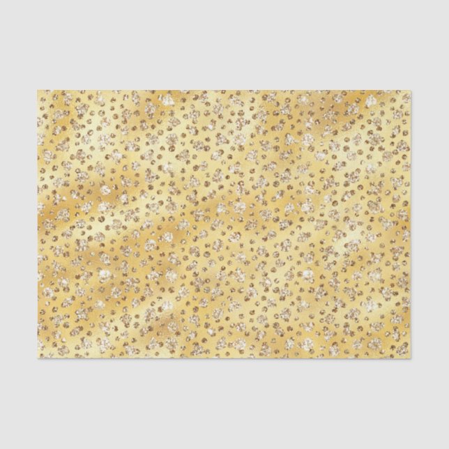 Papel De Seda Manchas de Guepardo com Brilho Falso Dourado (Frente )