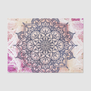 Papel De Seda Mandala Alegre Arejado Rosa Roxo Amarelo Azul e Do