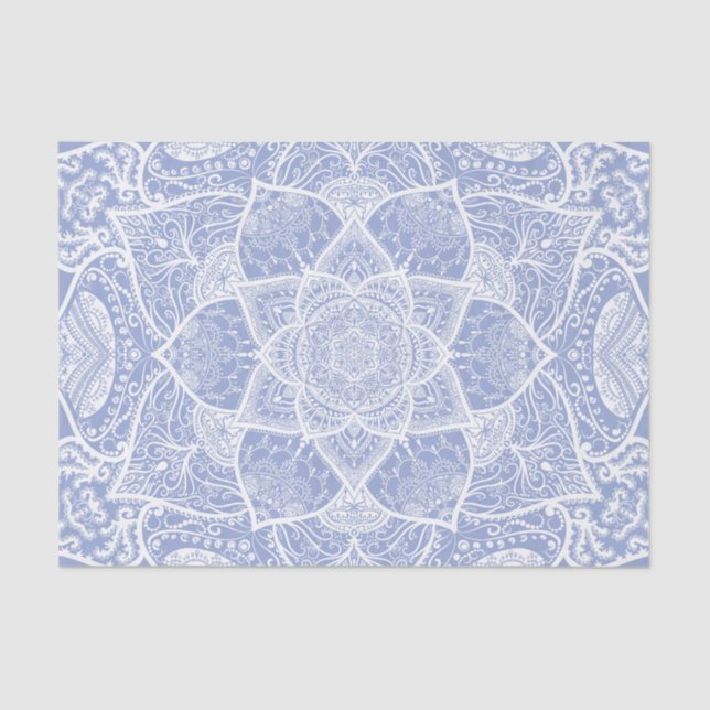 Papel De Seda Mandala azul e branca - Loergann em Blueberry (Frente )