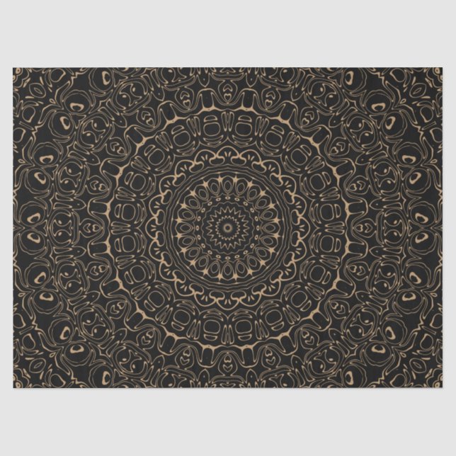 Papel De Seda Mandala Bege de Camelo com Simetria Elegante (Frente )