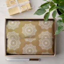 Mandala Branco em Fundo Dourado