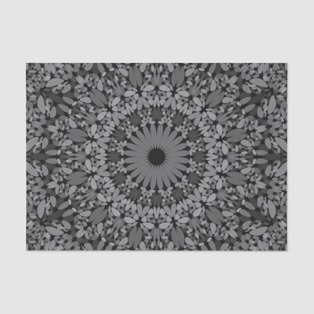 Papel De Seda Mandala cinzenta escura do cascalho (Frente )