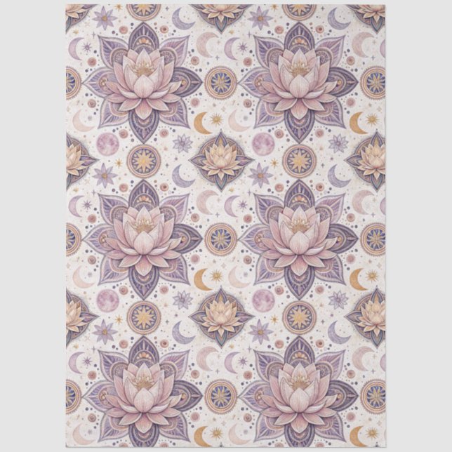 Papel De Seda Mandala de Lótus Celestial com Desenho Espiritual (Frente )