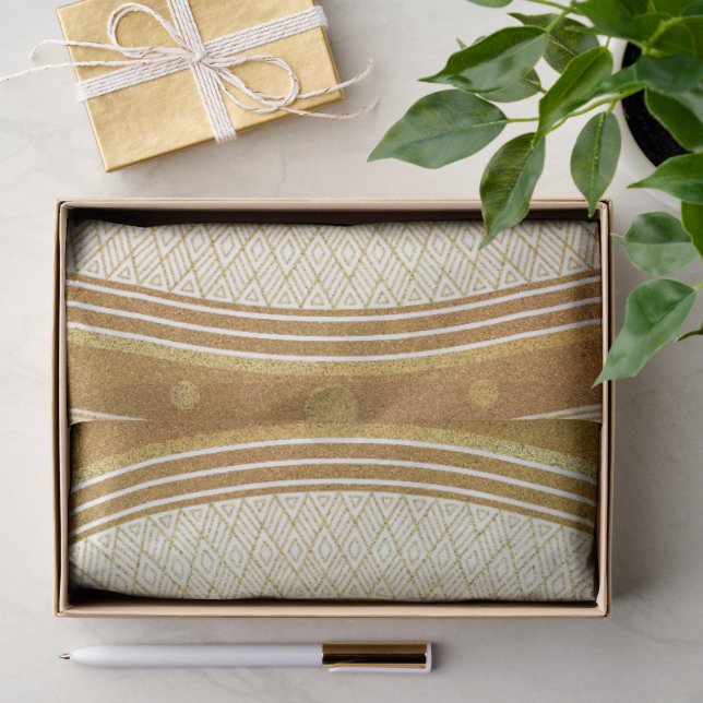 Papel De Seda Mandala Dourado e Brilho (Presente)