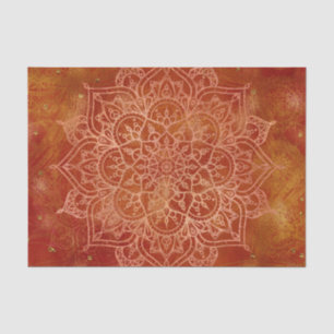 Papel De Seda Mandala Laranja e Glamour Dourado Chique Moderno