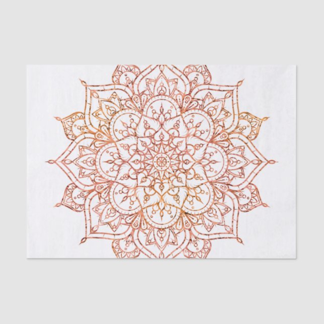 Papel De Seda Mandala Rosa e Laranja em Glam Branco (Frente )