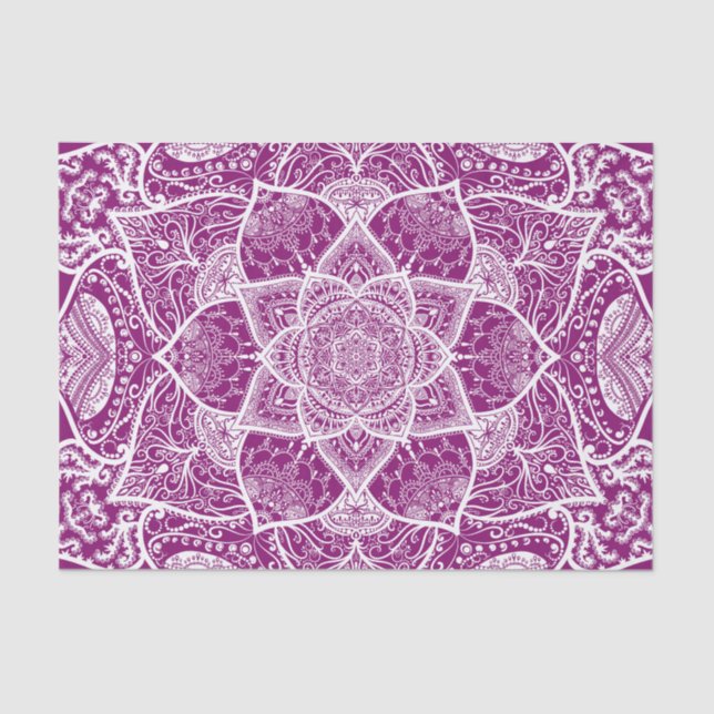 Papel De Seda Mandala roxa e branca - Loergann na Dahlia (Frente )