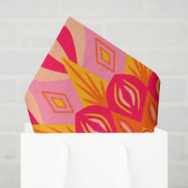 Papel De Seda Mandala Sobreposto Laranja Rosa Amarelo