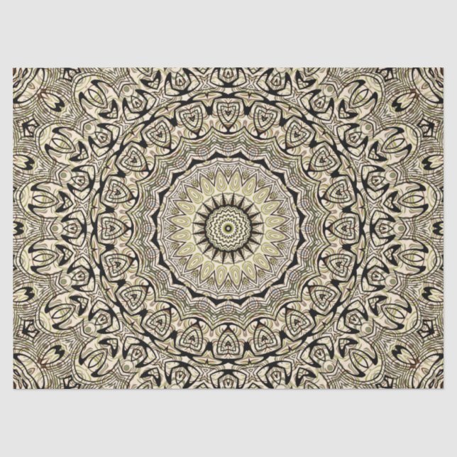 Papel De Seda Mandalas de Tons Terrosos Padrões Geométricos Intr (Frente )