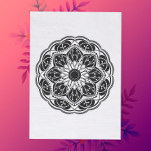 Mandalas florais em preto e branco