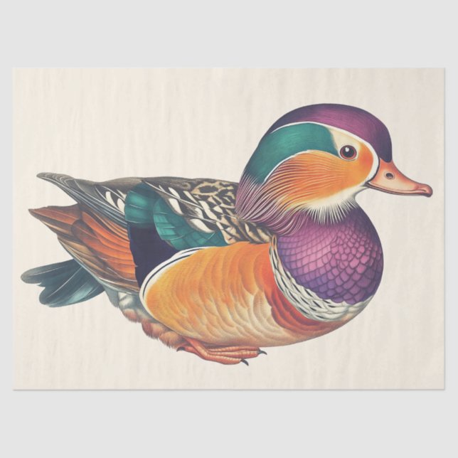 Papel De Seda Mandarin Duck Decoupage Pássaro (Frente )