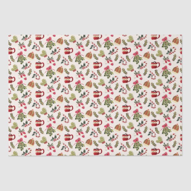 Papel De Seda Manhã de Natal com cacau e marshmallows (Frente )