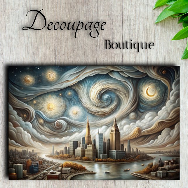 Papel De Seda Manhattan Estrelado Decoupage (Starry Manhattan Decoupage Tissue Paper)