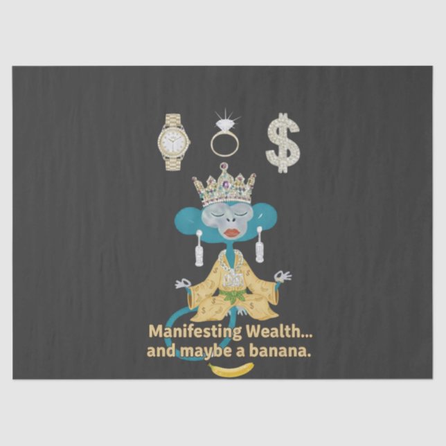 Papel De Seda Manifesting Wealth Monkey zen art  (Frente )