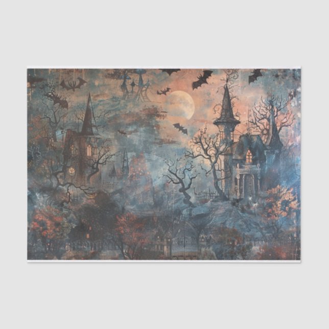 Papel De Seda Mansão Assombrada - Descamação do Dia das Bruxas (Frente )