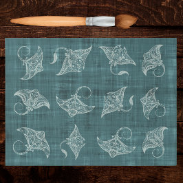 Papel De Seda Manta Ray Sea Creature Polynesian Batik Look