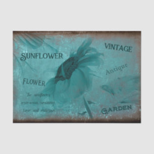 Papel De Seda Manuscrito Antiquado de Teto Azul Sunflower