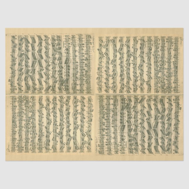 Papel De Seda Manuscrito de Bach Chaconne para o violino de solo (Frente )