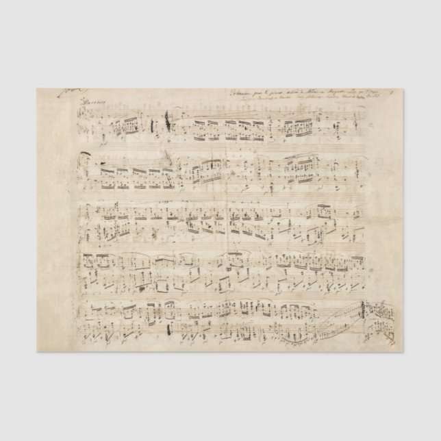 Papel De Seda Manuscrito de Choque Musical em Folha Antiga (Frente )