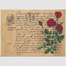 Papel De Seda Manuscrito francês e Rosa vermelha série Design 4