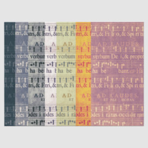 Papel De Seda Manuscritos Multi-coloridos medievais da música