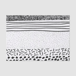 Papel De Seda Mão branca preta à moda listras tiradas das
