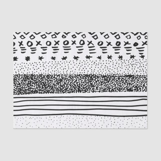 Papel De Seda Mão branca preta moderna na moda teste padrão (Frente )