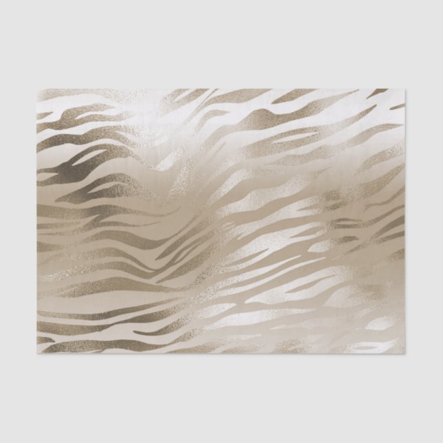 Papel De Seda Mão de Impressão Zebra Dourada e Leopardo  (Frente )