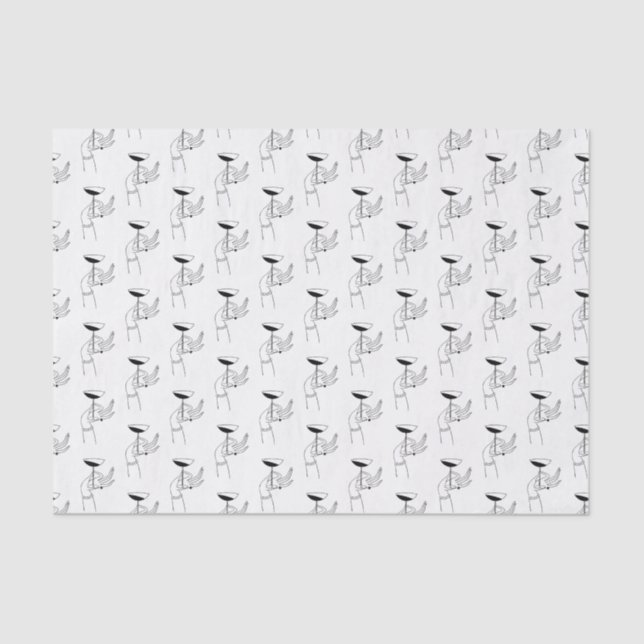 Papel De Seda Mão de Senhora Art Déco Segurando um Copo de Champ (Frente )