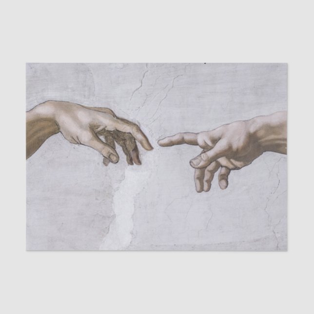 Papel De Seda Mãos de Deus e Adão de Michelangelo (Frente )