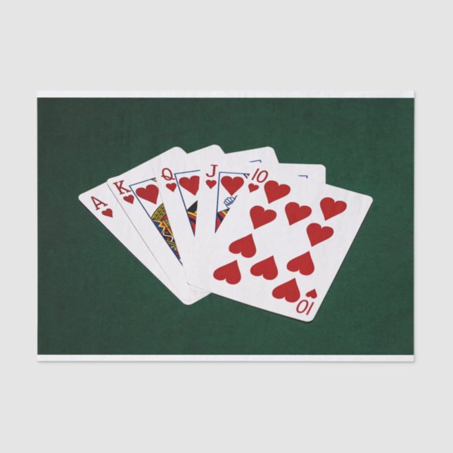 Papel De Seda Mãos-Poker - Royal Flush - Cabeça de Coração (Frente )