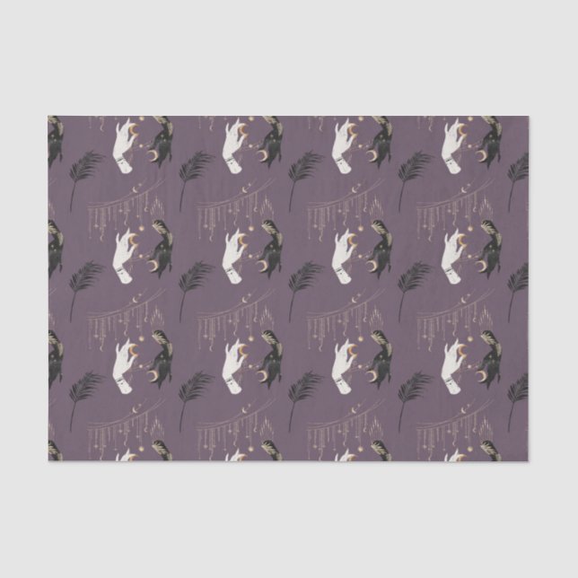 Papel De Seda Mãos Roxas Lua (Design 3 da Série Roxa) (Frente )