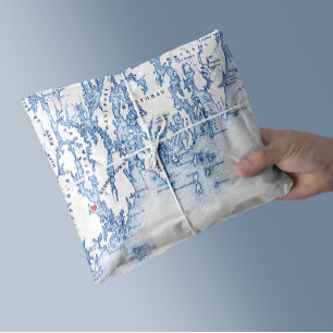 Papel De Seda Mapa 1774 Em Azul Da Phippsburg Maine