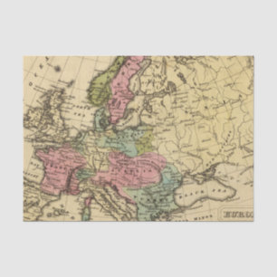 Papel De Seda Mapa 2 do atlas colorido da mão de Europa
