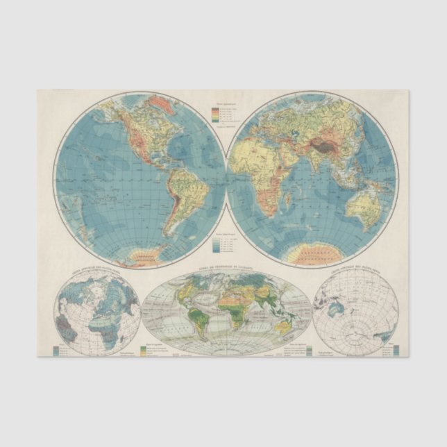Papel De Seda Mapa 2 do atlas de mundo (Frente )