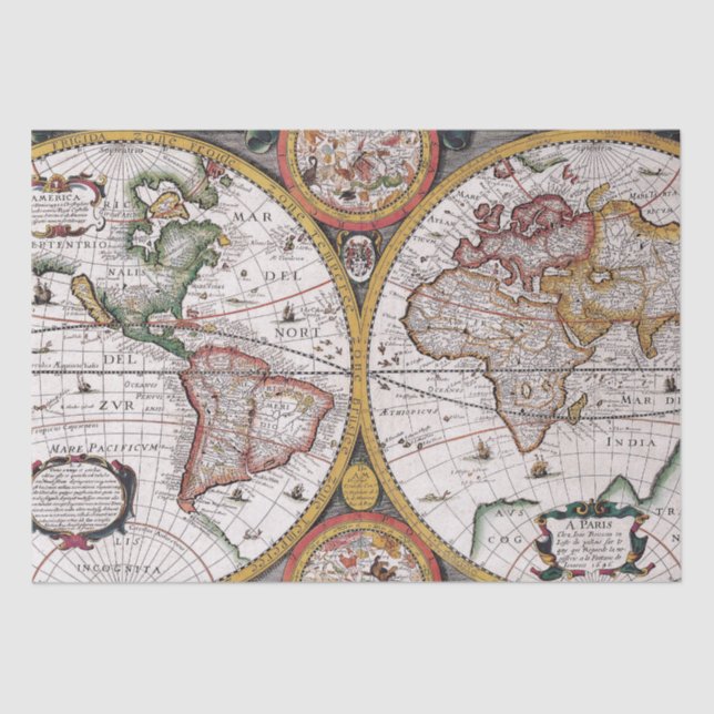 Papel De Seda Mapa antigo antigo inspirado (12) (Frente )