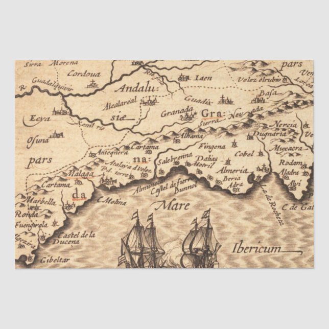 Papel De Seda Mapa antigo antigo inspirado (3) (Frente )