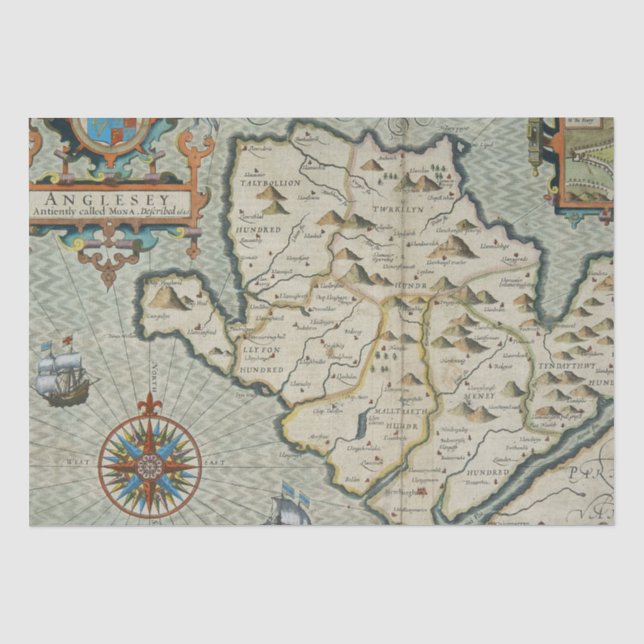 Papel De Seda Mapa antigo antigo inspirado (7) (Frente )