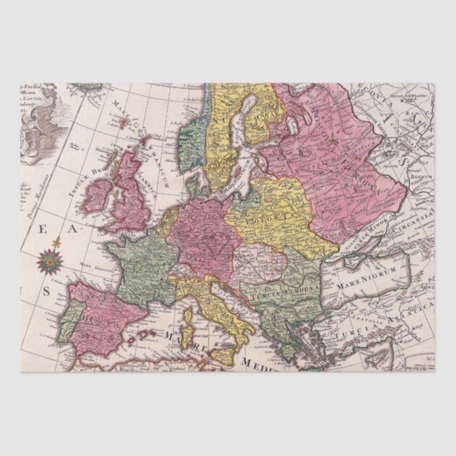 Papel De Seda Mapa antigo antigo inspirado (9) (Frente )