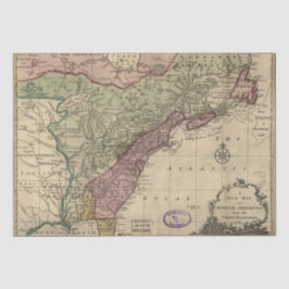 Papel De Seda Mapa antigo da América do Norte 1763, página de di