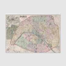 Mapa Antigo de Paris França Decoupage Efêmero