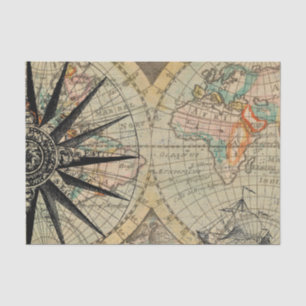 Papel De Seda Mapa antigo movido com Compass