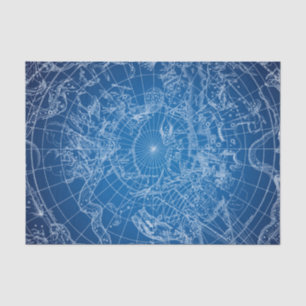 Papel De Seda Mapa astrológico branco & azul