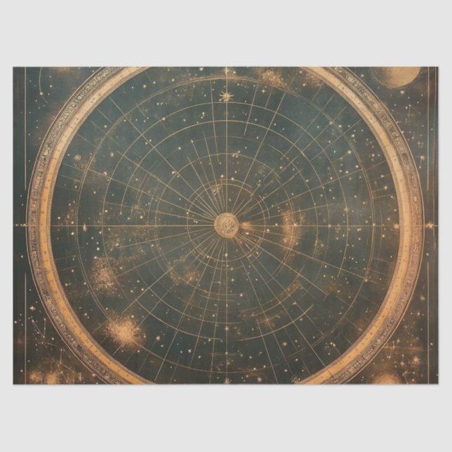 Papel De Seda Mapa Celestial das Estrelas do ouro (2) (Frente )